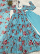 Load image into Gallery viewer, Sky Blue Designer Floral Print Anarkali Set with Dupatta &amp; Pant Ready-to-Wear Festive &amp; Wedding Outfit