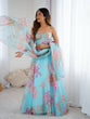 Load image into Gallery viewer, Sky Blue Designer Organza Lehenga Set with Corset Blouse, Embroidered Dupatta &amp; Batwa ClothsVilla