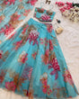 Load image into Gallery viewer, Sky Blue Designer Organza Lehenga Set with Corset Blouse, Embroidered Dupatta &amp; Batwa ClothsVilla