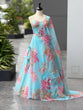 Load image into Gallery viewer, Sky Blue Designer Organza Lehenga Set with Corset Blouse, Embroidered Dupatta &amp; Batwa ClothsVilla