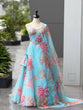 Load image into Gallery viewer, Sky Blue Designer Organza Lehenga Set with Corset Blouse, Embroidered Dupatta &amp; Batwa ClothsVilla