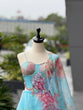 Load image into Gallery viewer, Sky Blue Designer Organza Lehenga Set with Corset Blouse, Embroidered Dupatta &amp; Batwa ClothsVilla