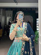 Load image into Gallery viewer, Sky Blue Designer Slab Silk Embroidered Lehenga Choli Set with Chiffon Dupatta ClothsVilla