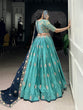 Load image into Gallery viewer, Sky Blue Designer Slab Silk Embroidered Lehenga Choli Set with Chiffon Dupatta ClothsVilla