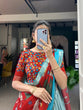Load image into Gallery viewer, Sky Blue Dola Silk Lehenga Choli with Kalamkari Print &amp; Weaving Border ClothsVilla