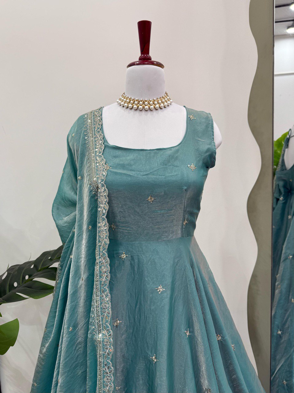 Sky Blue Eid Special Elegant Gown ClothsVilla