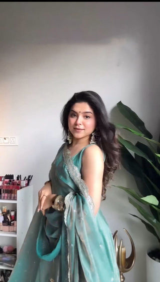 Sky Blue Eid Special Elegant Gown ClothsVilla