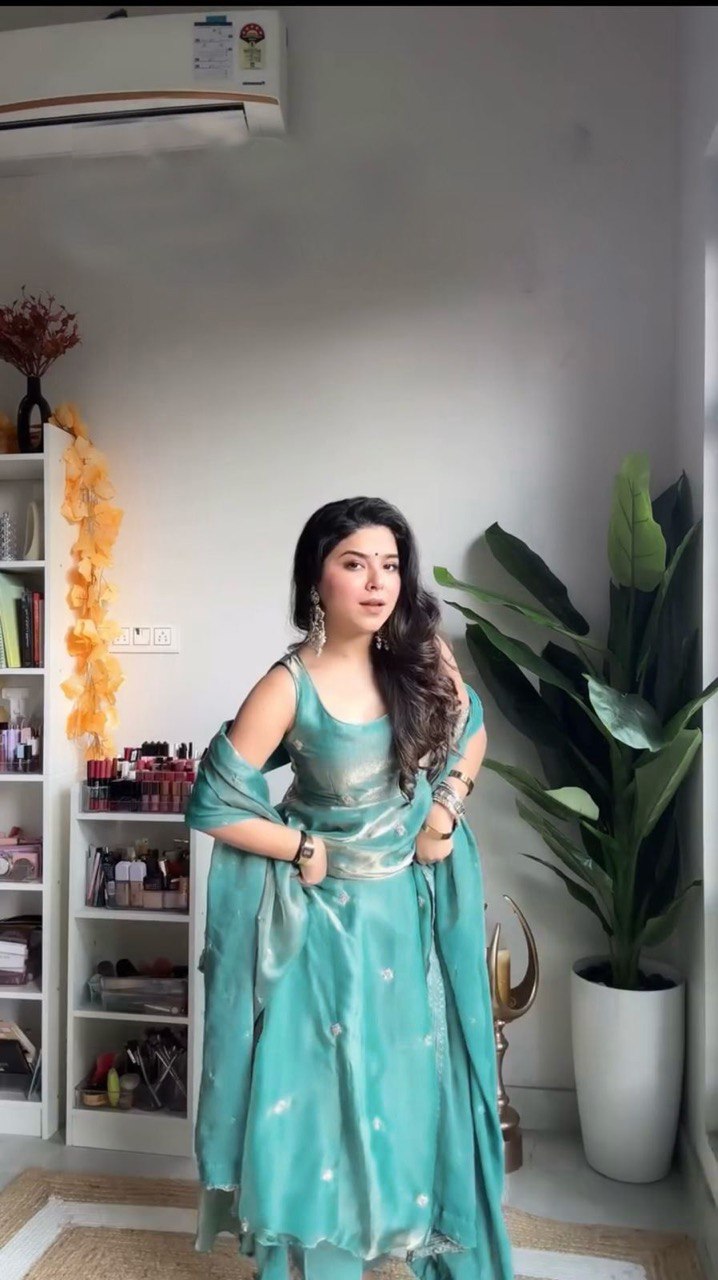 Sky Blue Eid Special Elegant Gown ClothsVilla