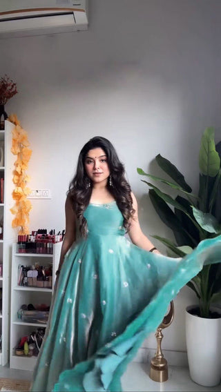 Sky Blue Eid Special Elegant Gown ClothsVilla