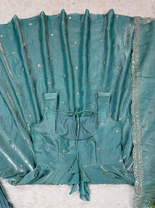 Sky Blue Eid Special Elegant Gown ClothsVilla