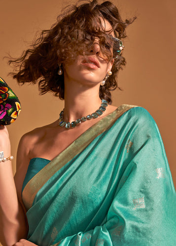 Sky Blue Elegant Banarasi Blended Silk Saree with Intricate Timeless Design – Ideal for Grand Occasions ClothsVilla