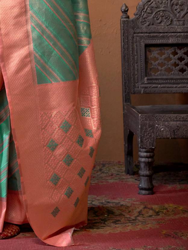 Sky Blue Elegant Banarasi Silk Blend Saree with Unstitched Blouse ClothsVilla