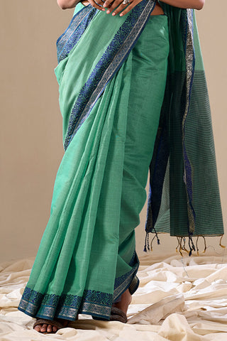 Sky Blue Elegant Banarasi Silk Blend Saree with Zari Woven Border ClothsVilla
