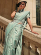 Load image into Gallery viewer, Sky Blue Elegant Banarasi Silk Blend Woven Saree with Tassel Detailing ClothsVilla