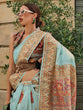 Load image into Gallery viewer, Sky Blue Elegant Banarasi Silk Blend Woven Saree with Unstitched Blouse Piece ClothsVilla