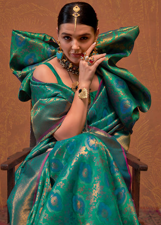 Sky Blue Elegant Blended Silk Banarasi Saree with Blouse Piece – Timeless Traditional Charm ClothsVilla