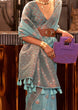 Load image into Gallery viewer, Sky Blue Elegant Bollywood Cotton Silk Saree with Tassel Detailing ClothsVilla