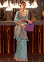 Sky Blue Elegant Bollywood Cotton Silk Saree with Tassel Detailing ClothsVilla