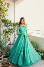 Load image into Gallery viewer, Sky Blue Elegant Designer Party Wear Gown &amp; Dupatta Set Clothsvilla