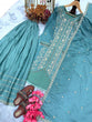 Load image into Gallery viewer, Sky Blue Elegant Embroidered Chinon Silk Sharara Suit Set ClothsVilla