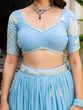 Load image into Gallery viewer, Sky Blue Elegant Faux Georgette Lehenga with Multi-Sequins &amp; Embroidery Work | Semi-Stitched Lehenga with Matching Blouse &amp; Lace Dupatta ClothsVilla