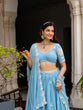 Load image into Gallery viewer, Sky Blue Elegant Faux Georgette Lehenga with Multi-Sequins &amp; Embroidery Work | Semi-Stitched Lehenga with Matching Blouse &amp; Lace Dupatta ClothsVilla