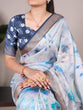 Load image into Gallery viewer, Sky Blue Elegant Floral Printed Tussar Silk Saree with Viscose Border ClothsVilla