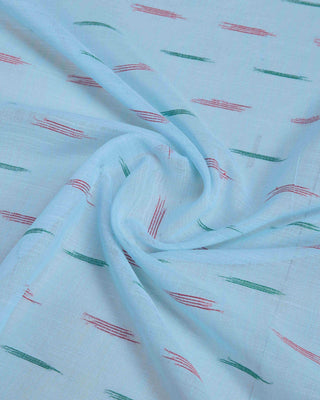 Sky Blue Elegant & Gold-Toned Ikat Woven Saree with Zari Border ClothsVilla