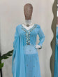 Load image into Gallery viewer, Sky Blue Elegant Mirror Work Georgette Suit Set ClothsVilla