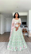 Sky Blue Elegant Mono Banglory Thread & Sequin Embroidered Lehenga Choli Set with Fancy Dupatta ClothsVilla