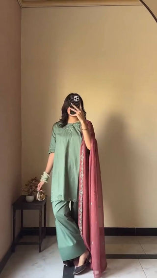 Sky Blue Elegant Natural Crepe Farshi Salwar Suit Set with Thread Work & Georgette Dupatta ClothsVilla