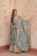 Load image into Gallery viewer, Sky Blue Elegant Russian Silk Digital Print Gown with Embroidered Sequins Work &amp; Dupatta ClothsVilla