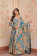 Load image into Gallery viewer, Sky Blue Elegant Russian Silk Digital Print Gown with Embroidered Sequins Work &amp; Dupatta ClothsVilla