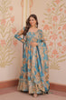 Load image into Gallery viewer, Sky Blue Elegant Russian Silk Digital Print Gown with Embroidered Sequins Work &amp; Dupatta ClothsVilla