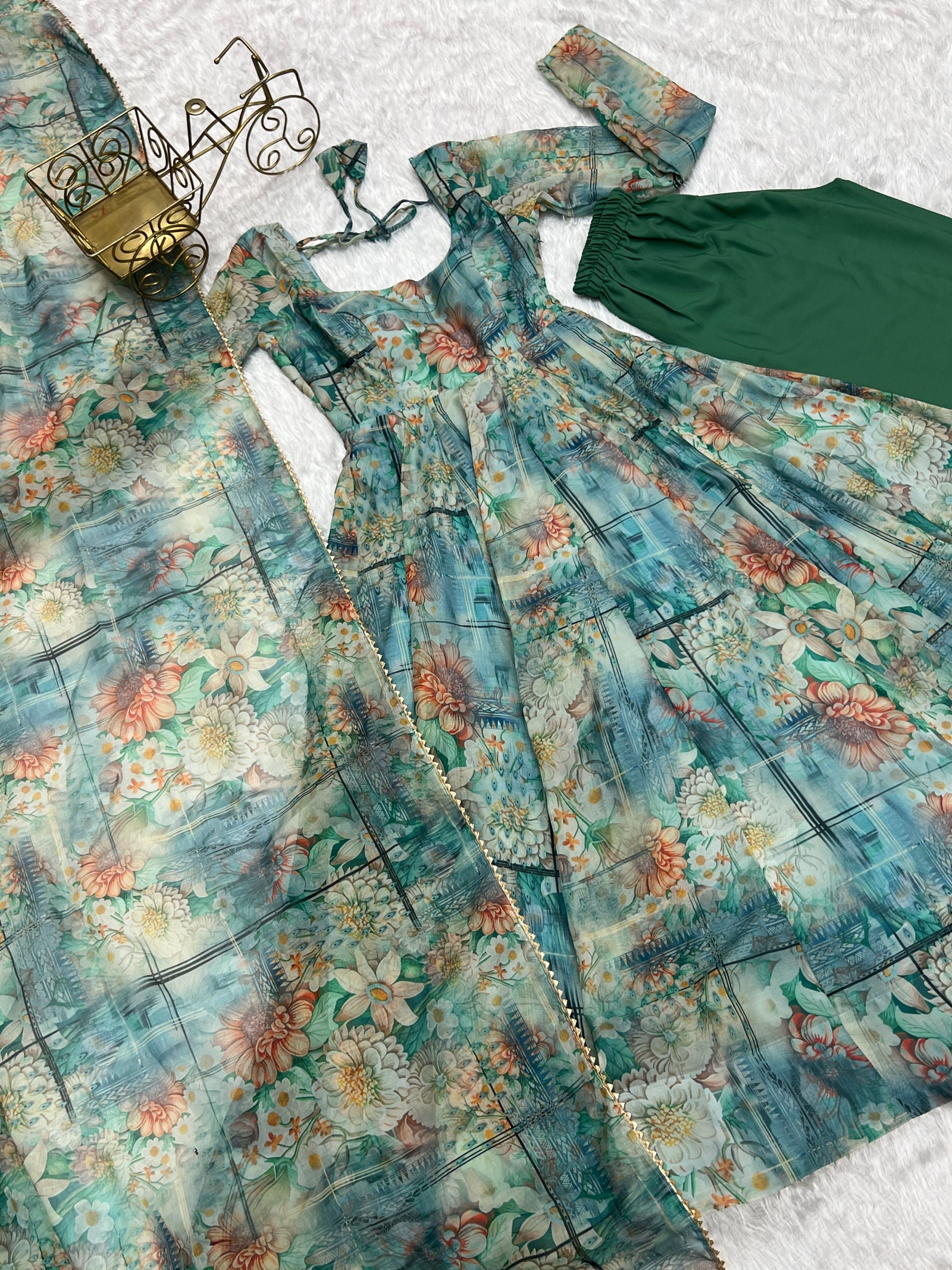 Sky Blue Elegant Summer Festive Anarkali Set – Pure Soft Organza Silk
