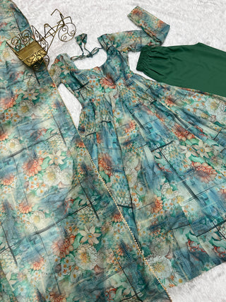 Sky Blue Elegant Summer Festive Anarkali Set – Pure Soft Organza Silk