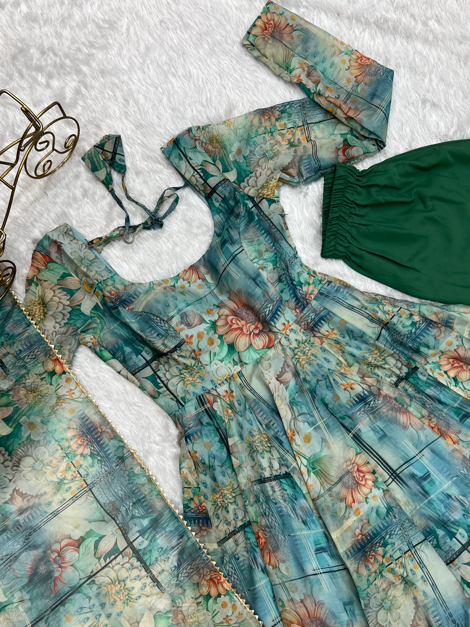 Sky Blue Elegant Summer Festive Anarkali Set – Pure Soft Organza Silk