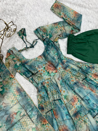 Sky Blue Elegant Summer Festive Anarkali Set – Pure Soft Organza Silk
