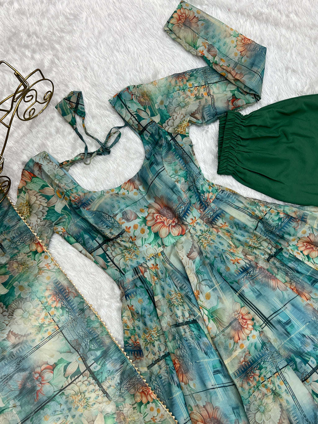 Sky Blue Elegant Summer Festive Anarkali Set – Pure Soft Organza Silk