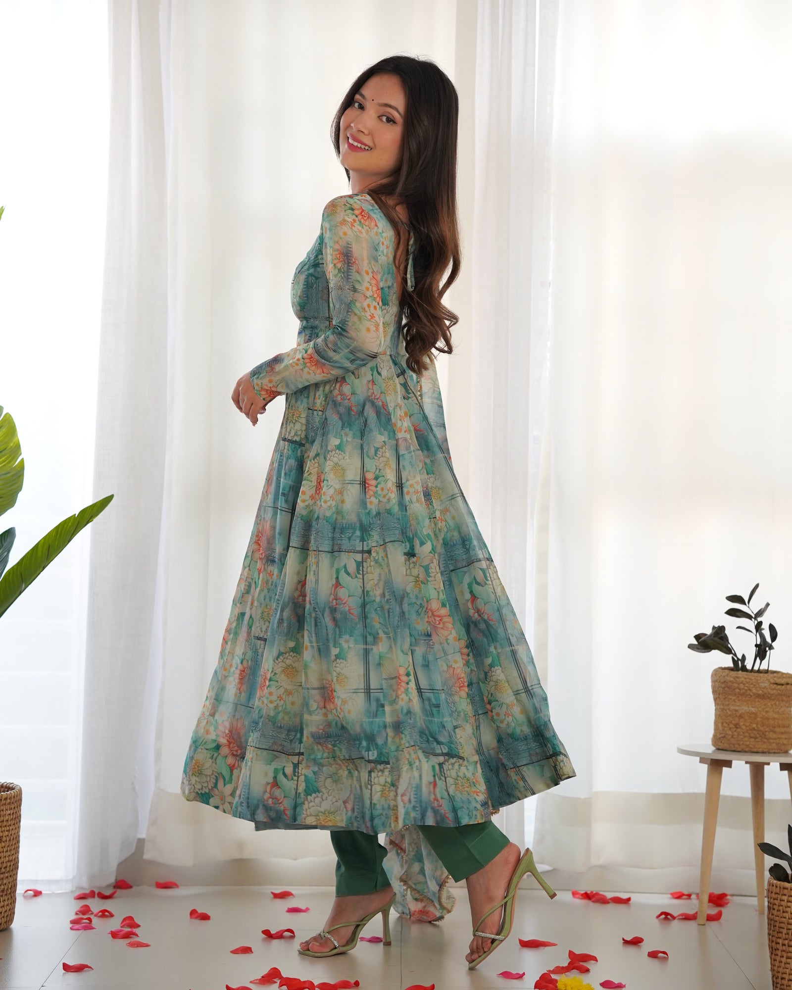Sky Blue Elegant Summer Festive Anarkali Set – Pure Soft Organza Silk