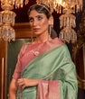 Load image into Gallery viewer, Sky Blue Elegant Tanchoi Woven Banarasi Silk Blend Saree with Blouse Piece ClothsVilla