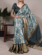 Load image into Gallery viewer, Sky Blue Elegant Tasar Silk Printed Saree with Viscose Border &amp; Unstitched Blouse – 5.5 Meter Traditional Silk Saree ClothsVilla