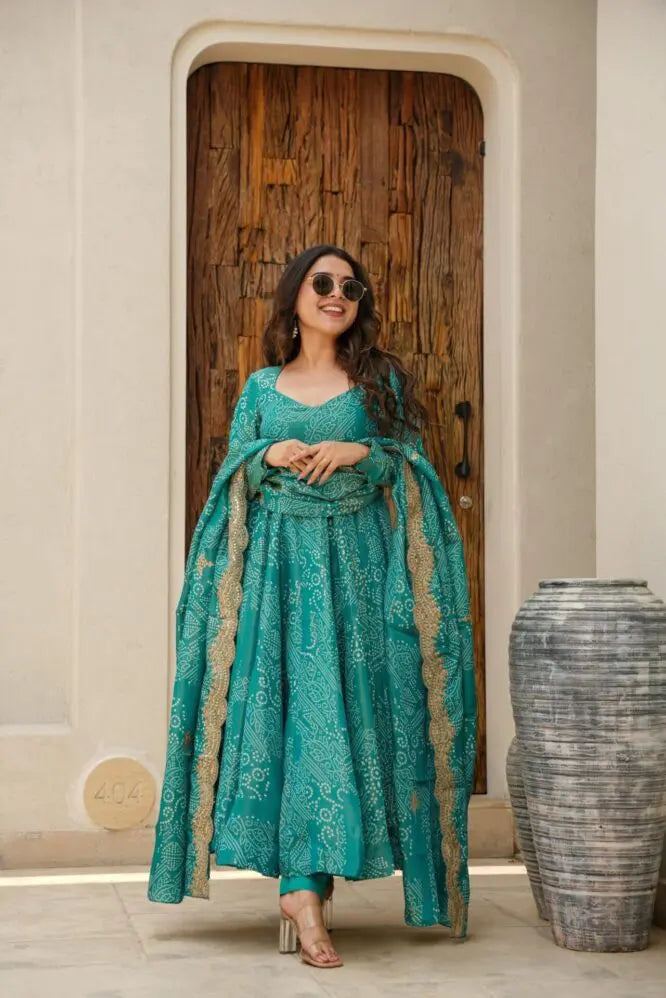 Sky Blue Elegant Two-Tone Banarasi Silk Anarkali Gown with Dupatta Perfect for Festivals & Party Wear ClothsVilla Main image