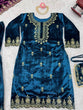 Load image into Gallery viewer, Sky Blue Elegant Viscose Velvet Embroidered Sharara Set ClothsVilla