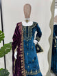 Load image into Gallery viewer, Sky Blue Elegant Viscose Velvet Embroidered Sharara Set ClothsVilla