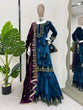 Load image into Gallery viewer, Sky Blue Elegant Viscose Velvet Embroidered Sharara Set ClothsVilla