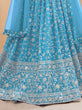 Load image into Gallery viewer, Sky Blue Embroidered Georgette Reception Wear Lehenga Choli ClothsVilla