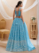 Load image into Gallery viewer, Sky Blue Embroidered Georgette Reception Wear Lehenga Choli ClothsVilla
