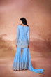 Load image into Gallery viewer, Sky Blue Embroidered Georgette Sharara Set with Sequin Work &amp; Dupatta – Ready to Wear ClothsVilla