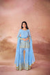 Load image into Gallery viewer, Sky Blue Embroidered Georgette Sharara Set with Sequin Work &amp; Dupatta – Ready to Wear ClothsVilla